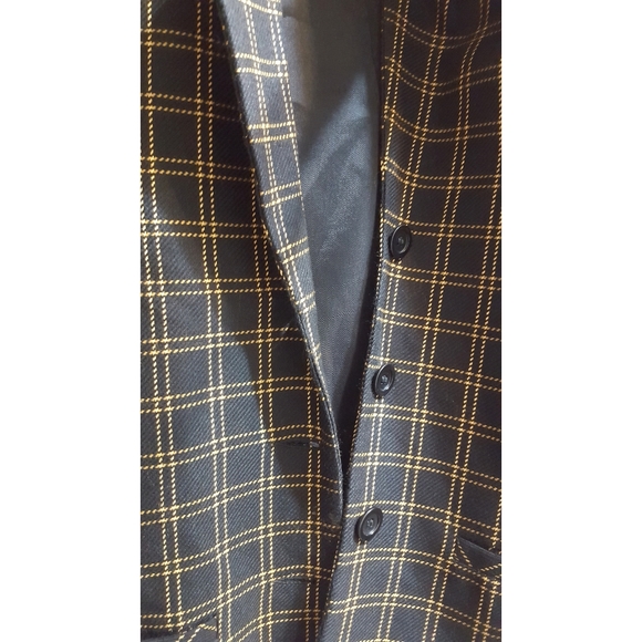 Vintage☆Paris Star☆ Brown Blazer Jacket⭐ Checkered | Buttons | Pockets - Picture 6 of 11